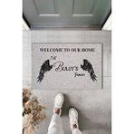 RoyalMoni Kişiye Özel Tasarım Welcome To Our Home Paspas 70x45 Cm - Çok Amaçlı Kapı Önü Paspası Kahverengi