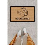 RoyalMoni Kişiye Özel Üretim Hoş Geldiniz Nature Shop Yazılı Kapı Önü Paspası Kahverengi