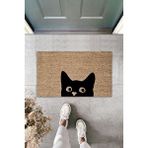 RoyalMoni Sevimli Kara Kedi Dekoratif Iç Ve Dış Kapı Önü Paspası 70x45 Cm Kahverengi