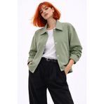 Royalside Kadın Çağla Yeşili Oversize Mevsimlik Çıt Detaylı Gabardin Ceket