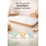 Royalyat Bamboo Bebek Yatak Bambo Bebek Yatak Ortopedik Çocuk Yatağı Anne Yanı Beşik Yatağı , 70X110 Beyaz