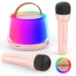 RoyAroma Çocuklar için Mini Karaoke Makinesi, 2 Kablosuz Mikrofon ve Led Işıklı Taşınabilir Bluetooth Hoparlör, 4 5 6 7 8 9 10 11 12 Yaşındaki Kız için Doğum Günü Hediyeleri, Çocuk Karaoke Makinesi