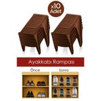 Royev 10 Adet Tekli Kahverengi Ayakkabı Rampası Ayakkabı Düzenleyici Dolap Içi Organizer