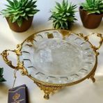 Royking Ayaklı Yuvarlak Sunum Tabağı 29X23X5CM CRG127-1 - Altın - Servis Tabağı