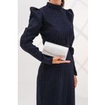 ROZA CANTA Gümüş Kadın Kristal Mini Kutu Omuz Abiye Çantası