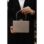 Roza Çanta Kadın Cupra Rose Simli Abiye , Clutch Gece Çantası