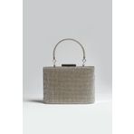 ROZA CANTA Kadın Gümüş Taşlı Abiye Clutch Gece Çantası