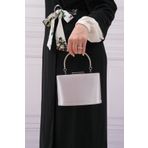 ROZA CANTA Kadın Saten Gümüş Abiye Clutch Portföy Çantası