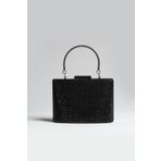 ROZA CANTA Kadın Siyah Taşlı Abiye Clutch Gece Çantası