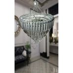 Roza Gümüş 55 Lik Kristal Taşlı Lüks Avize - Yatak Odası - Salon - Mutfak - Hol Gümüş