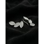 Roza Silver 925 Ayar Elişi Telkari Gümüş Yaprak Motifli Yatay Sarmaşık Küpe