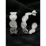 Roza Silver 925 Ayar Elişi Telkari Gümüş Yuvarlak Desenli Halka Çivili Küpe