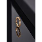 Roza Silver 925 Ayar Gold Sıralı Tamtur Kalp Ayarlanabilir Gümüş Yüzük