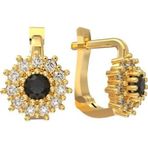 Roza Silver 925 Ayar Gümüş Oniks Taşlı Gold Yuvarlak Çocuk Küpesi