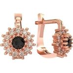 Roza Silver 925 Ayar Gümüş Oniks Taşlı Rose Yuvarlak Çocuk Küpesi