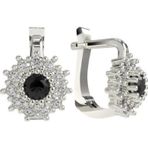 Roza Silver 925 Ayar Gümüş Oniks Taşlı Yuvarlak Çocuk Küpesi