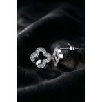 Roza Silver 925 Ayar Gümüş Rodyum Kaplama Zirkon Taşlı Kelebek Detaylı Yonca Çivili Küpe