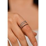 Roza Silver 925 Ayar Mix Taşlı Rose Minimal Tamtur 3'lü Gümüş Yüzük Set
