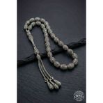 Roza Silver 925 Ayar Oval Kesim 3 Kamçılı Püskül Orta Boy İstiridye Desenli Otantik Gümüş Tesbih