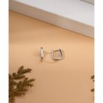 Roza Silver 925 Ayar Rodyum Kare Halka Gümüş Küpe (Minimal, Zarif ve Hafif)