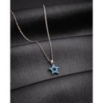 Roza Silver 925 Ayar Rodyum Turkuaz Taşlı Yıldız Minimal Gümüş Kolye