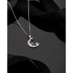 Roza Silver 925 Ayar Turkuaz Taşlı Rodyum Ay Yıldız Gökyüzü Gümüş Kolye