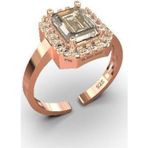 Roza Silver 925 Ayar Zirkon Taşlı Rose Ayarlanabilir Baget Gümüş Yüzük
