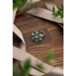 Roza Silver 925 Ayar Zümrüt Taşlı Rodyum Lotus Çiçeği Ayarlanabilir Gümüş Yüzük