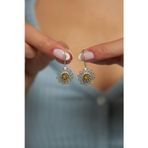 Roza Silver Ağustos Peridot Doğum Taşı Çiçek Motifli Telkari Gümüş Küpe