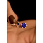 Roza Silver Eylül Safir Doğum Taşı Rose Tektaş Çivili Gümüş Küpe - Standart - Lacivert