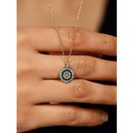 Roza Silver Mix Taşlı Rose Nazar Boncuğu Minimal Gümüş Kolye