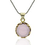 Roza Silver Pembe Kuvars Taşlı Vav Harfi Motifli Otantik Gümüş Kadın Kolye