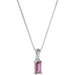 Roza Silver Pembe Taşlı Rodyum Tektaş Baget Gümüş Kolye