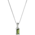 Roza Silver Peridot Taşlı Rodyum Tektaş Baget Gümüş Kolye