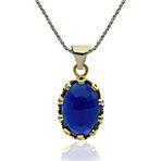 Roza Silver Safir Taşlı Otantik Gümüş Kadın Kolye