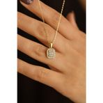Roza Silver Zirkon Taşlı Gold Üç Sıra Baget Gümüş Kolye