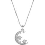 Roza Silver Zirkon Taşlı Rodyum Ay Yıldız Gökyüzü Gümüş Kolye