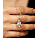 Roza Silver Zirkon Taşlı Rodyum İncili Kafes Gümüş Kolye