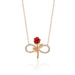 Roza Silver Zirkon Taşlı Rose Gül Motifli Sonsuzluk Gümüş Kolye