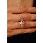 Roza Silver Zirkon Taşlı Rose İncili Kafes Gümüş Kolye
