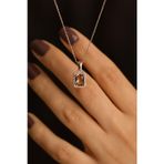 Roza Silver Zultanit Taşlı Rose Tektaş Baget Gümüş Kolye