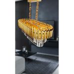 Roza Varaklı Gold 75x35 Cm Lik Kristal Taşlı Lüks Avize - Yatak Odası - Salon - Mutfak - Hol Altın