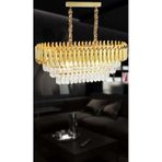 Roza Varaklı Gold 75x35 Kristal Taşlı Lüks Avize - Yatak Odası - Salon - Mutfak - Hol Altın