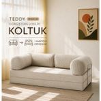Rozalina Concept Aktivite Koltuğu - Sünger Koltuk -Yatak -Kanepe- Legom- 100X200 -Fitilli Kadife Kumaş - Krem