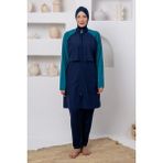 Rozamay Makenna Paraşüt Uzun Kollu Battal Tesettür Mayo 3802 - Koyu Lacivert - 4XL
