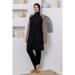 Rozamay Makenna Paraşüt Uzun Kollu Battal Tesettür Mayo 3802 - Siyah - 3XL