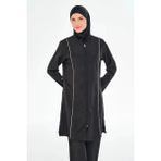 Rozamay Su Itici Paraşüt Kumaş Büyük Beden Kadın Tesettür Mayo 253501 - 5XL - Siyah
