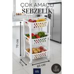 Roza's Home 3 Katlı Sepet Tezgah Yanı Arası Raf Düzenleyici Mutfak Organizer Org-78