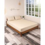 Rozet Tekstil Bej 180x200 Çift Kişilik Lastikli Çarşaf Takımı Fitted Pamuklu Dokuma Kumaş Yastık Kılıflı - 180 x 200