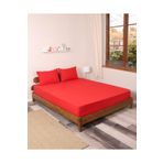 ROZET TEKSTİL Kırmızı Lastikli Çarşaf Takımı Fitted Pamuklu Kumaş Yastık Kılıflı Kırmızı 120 x 200